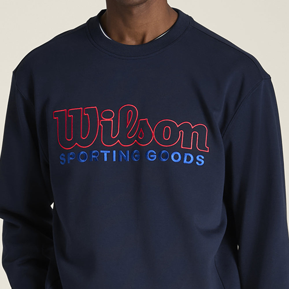 Wilson-男款-服飾-上衣-大學T-海軍藍