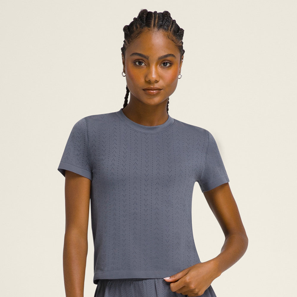 Wilson-女款-服飾-上衣-短袖T恤-暮藍色