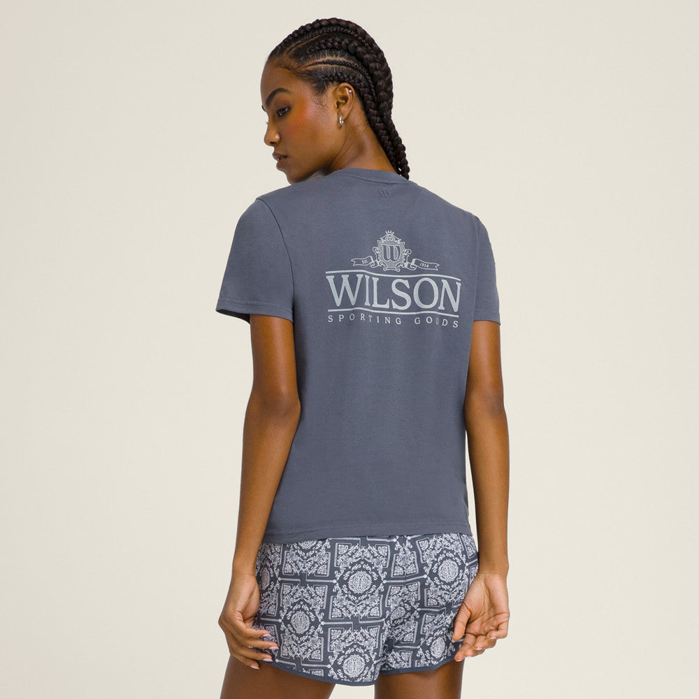 Wilson-女款-服飾-上衣-短袖T恤-暮藍色