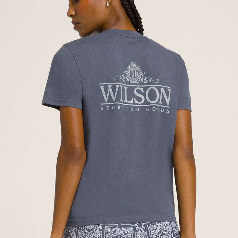 Wilson-女款-服飾-上衣-短袖T恤-暮藍色