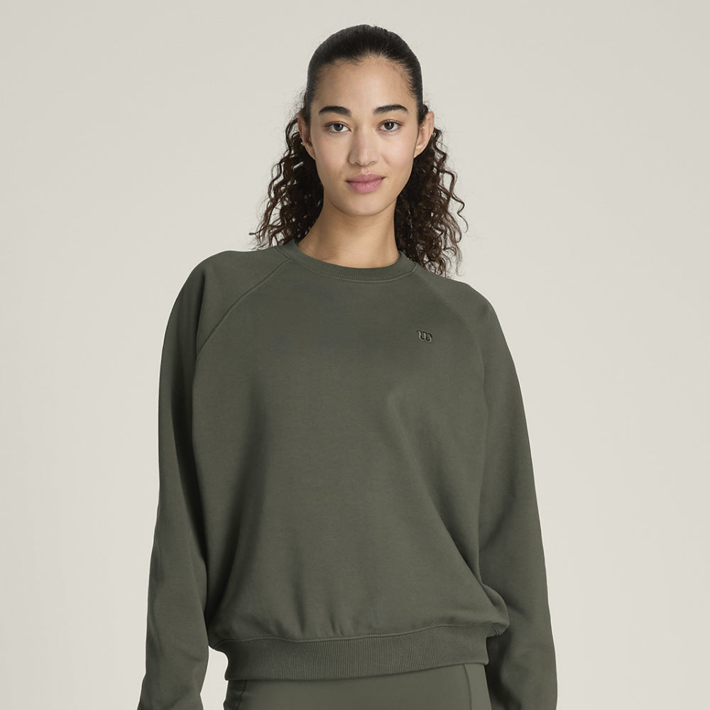 Wilson-女款-服飾-上衣-圓領衛衣/大學T-綠色