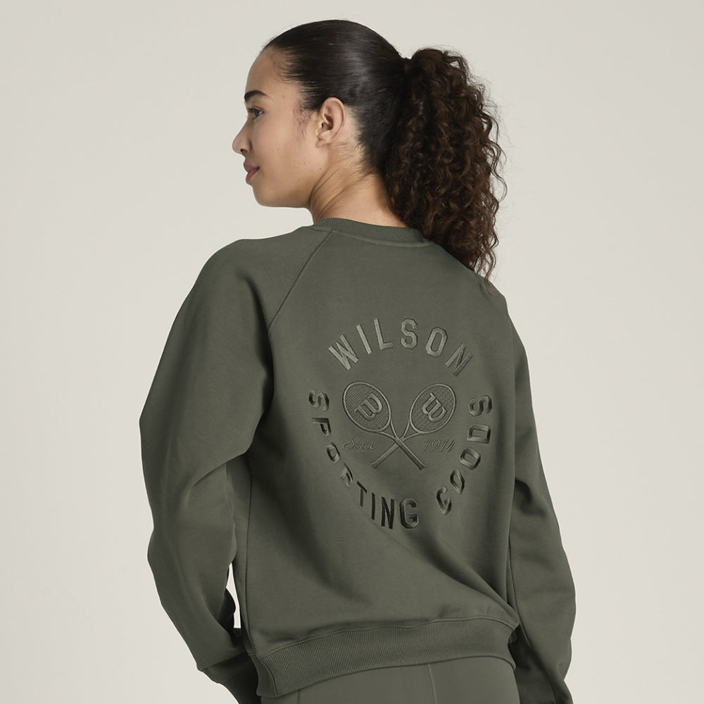 Wilson-女款-服飾-上衣-圓領衛衣/大學T-綠色