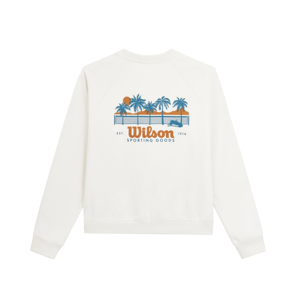 Wilson-女款-服飾-上衣-圓領衛衣/大學T-白色